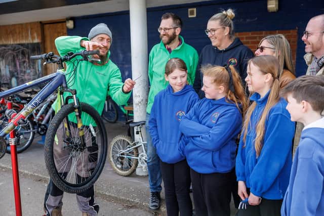 Children from Croyland Primary School at the bike fix day