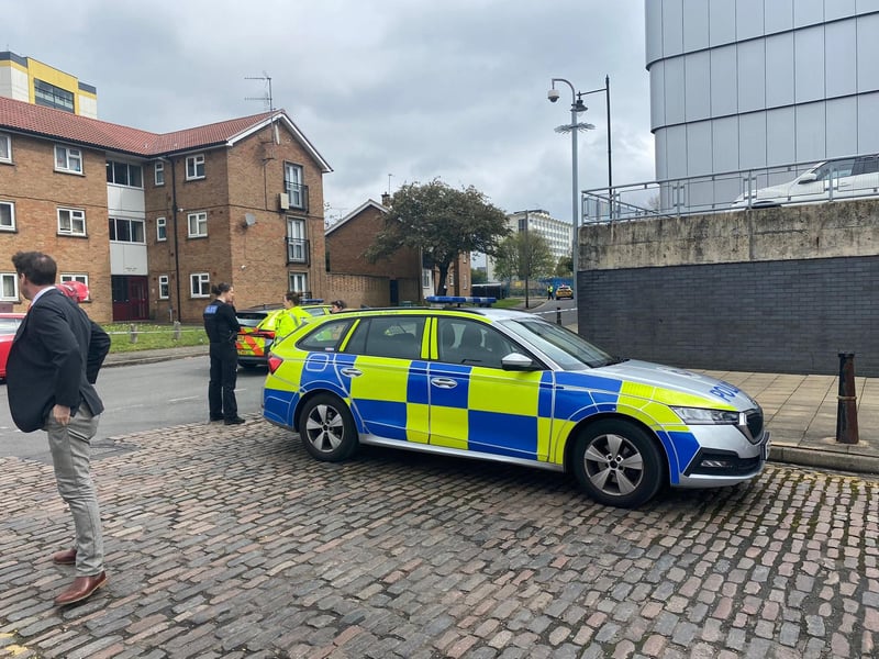 Police have a number of roads around the Spring Boroughs building site cordoned off.