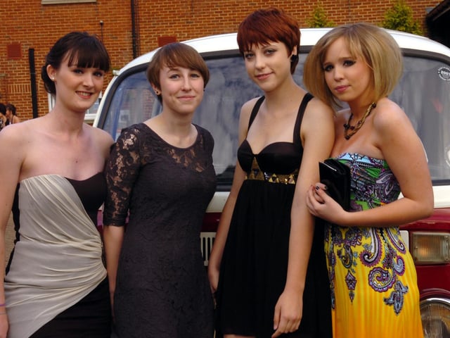 Shona McFadyen, Amelia Ryan, Amy Binns, and Charlotte Haddon and their year 13 prom in 2010