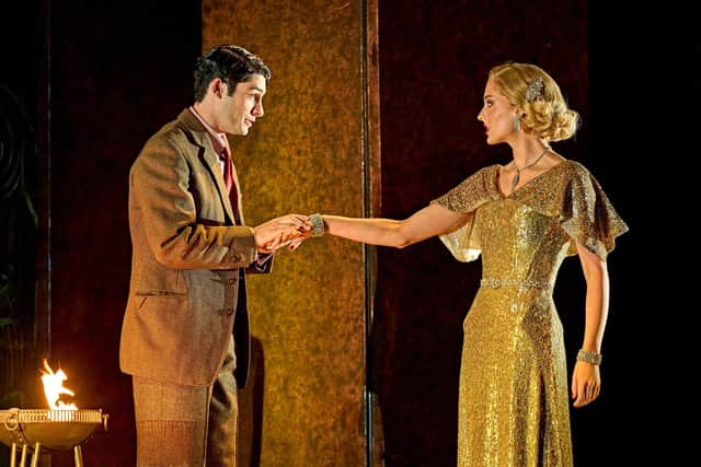 Nye Occomore as Simon Doyle and Libby Alexandra-Cooper as Linnet Ridgeway