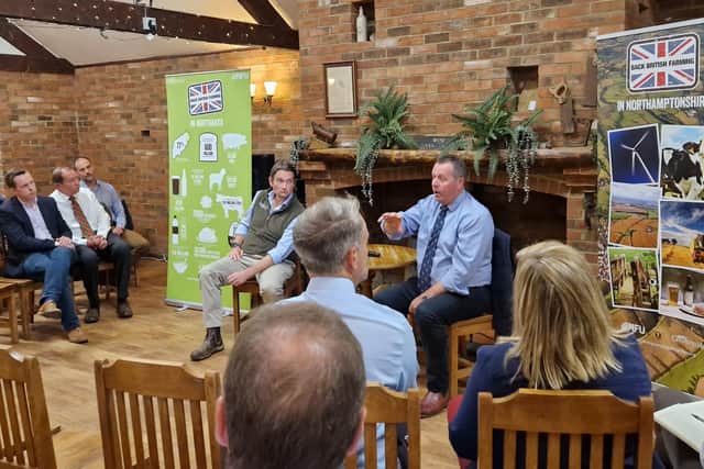 Mark Spencer MP talks to farmers at an NFU event at West Lodge Rural Centre