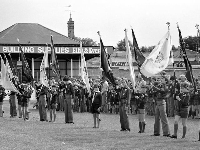 1982 Scouts parade at the Poppies' ground