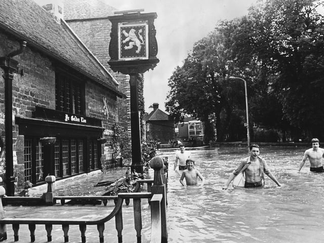 Flooding in Sheep Street, Wellingborough in June 1981