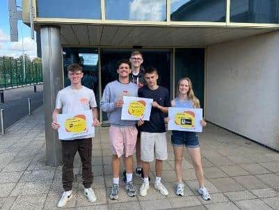 Montsaye Academy students celebrating their results.