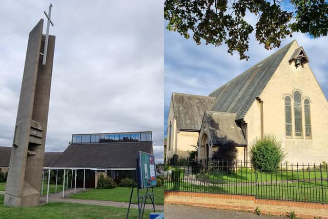 St Ninian's Church of Scotland left and St Andrew's Church of Scotland right