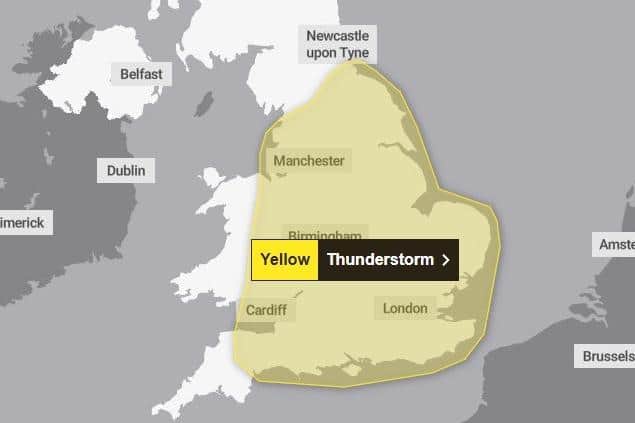 A thunderstorm is due to hit Northamptonshire on Thursday (August 1).