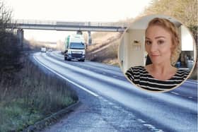The A45 between Raunds and Thrapston with Rebecca Ireland (inset) National World/UGC