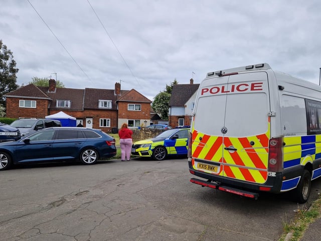 A large number of police vehicles and officers are in the area this afternoon