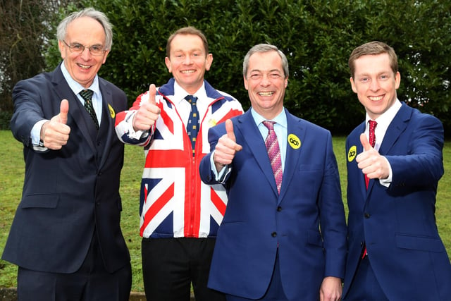 Grassroots Out: Kettering:  Peter Bone MP for Wellingborough, Philip Hollobone MP for Kettering, MEP Nigel Farage ,  Tom Pursglove MP for Corby and East Northants,
 January 2016