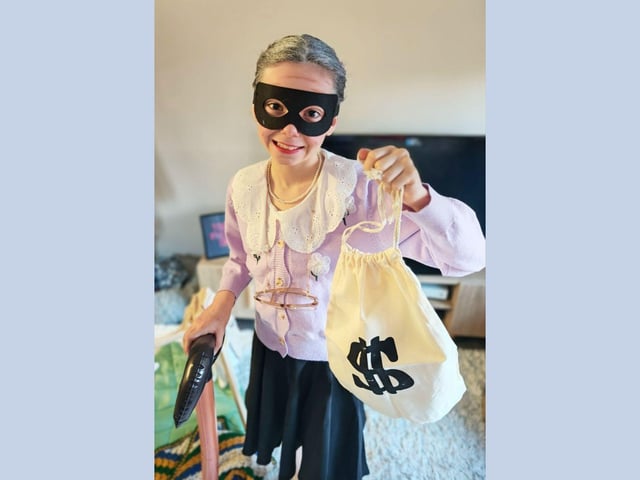 Penelope, age 8, as Gangsta Granny
