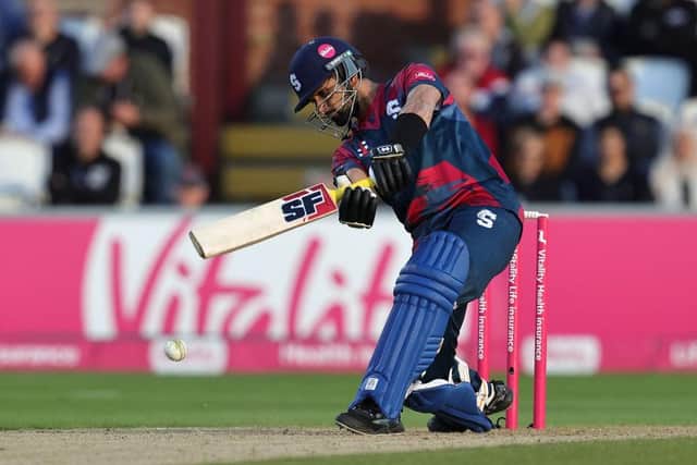 Sikandar Raza hits out in his innings against the Worcestershire Rapids