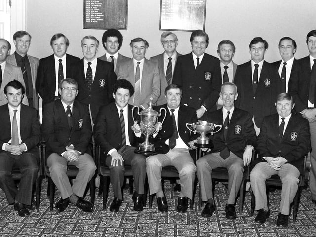 1984 COUNTY BOWLS TEAM WITH TROPHIES