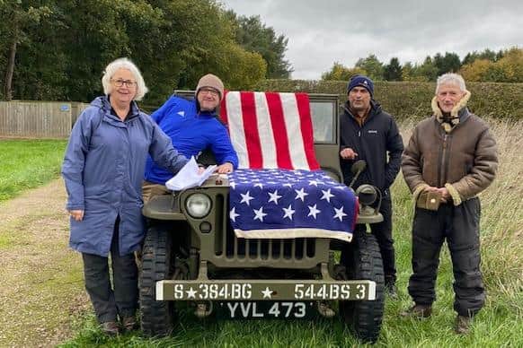 Neill Howarth (right) with volunteers/384th Bombardment Group Museum – Grafton Underwood