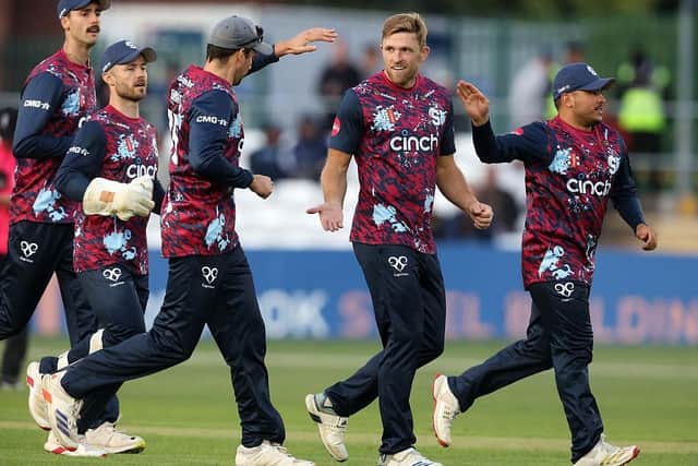 David Willey celebrates claiming a wicket for the Steelbacks against Derbyshire Falcons last summer