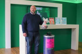 Doug Mutter, VPZ director, showcasing the new vape recycling bins