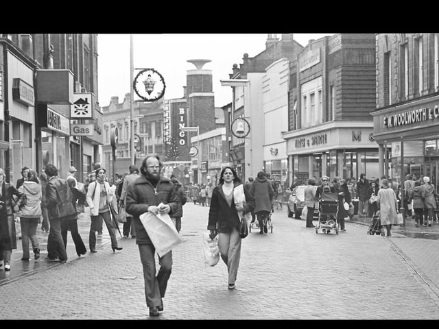 Kettering High Street complete with Woolworths and Marks & Spencer - 1980
