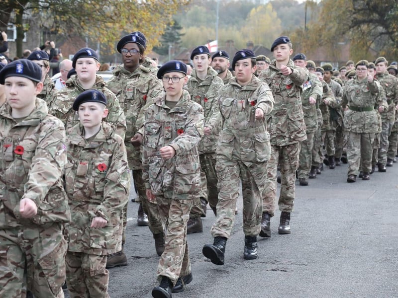 Corby RBL Remembrance Sunday parade and service at Corby War Memorial/