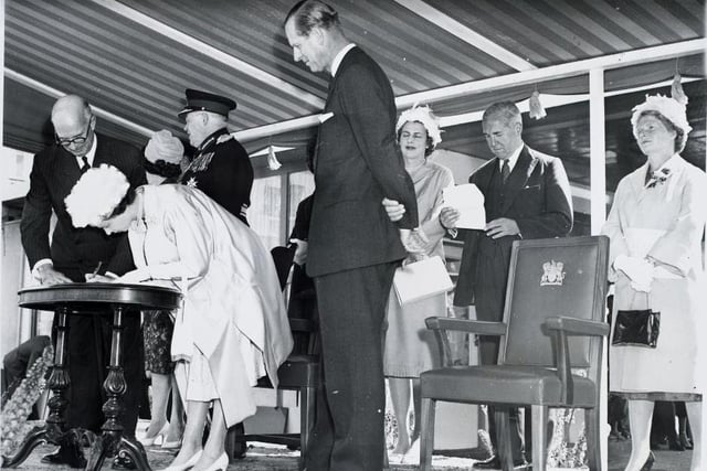 The Queen during a visit to Corby in 1961