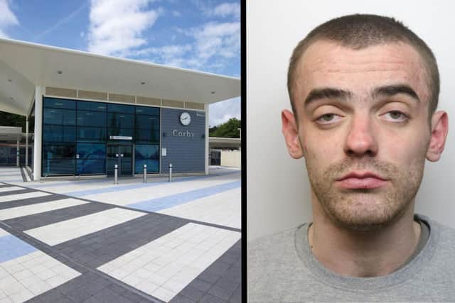 Train pervert Phillip Long was caught drunk at Corby railway station despite being banned from lingering in station buildings. Image: British Transport Police / Northants Telegraph