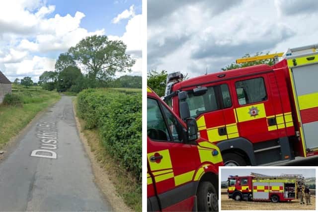 Dusthill Road. Brigstock Google/ Firefighters file pictures/NFRS