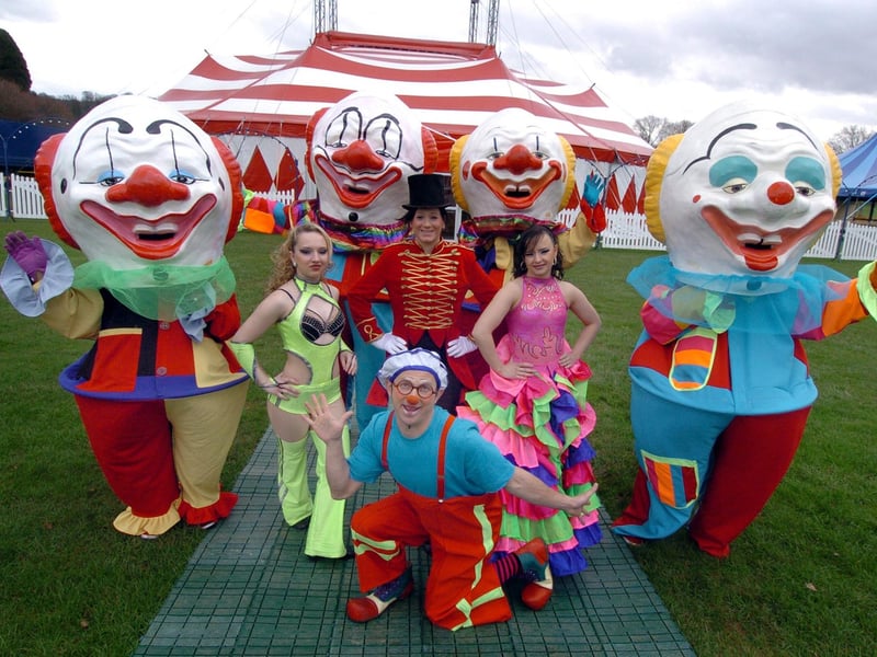 2010, when the Roberts Brothers Circus arrived at Wicksteed Park. Pictured are performers Anya Stafanyuk (sister) , Shanie Bewley (ringmaster), Liana Stefanyuk (sister) and, front, clown Roman Stefanyuk (dad).