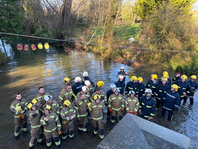 Annual Boxing Day Squirt between Geddington Volunteer Fire Brigade and Northants Fire and Rescue at Geddington Ford/National World