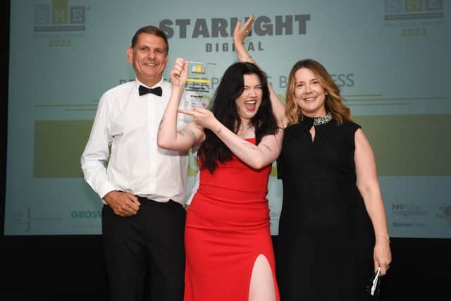Photo shows SME Northamptonshire Business Awards Best Enterprising Gold Winner, Pilkington Communica