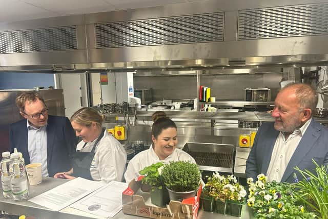 Claire Brewer and Isabela Andriuca with CEO Pete Calveley