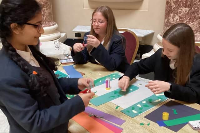 Students from Caroline Chisholm School spend time in the Marble Saloon getting creative.