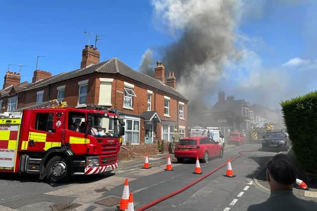 A fire has broken out on Harborough Road, Rushden