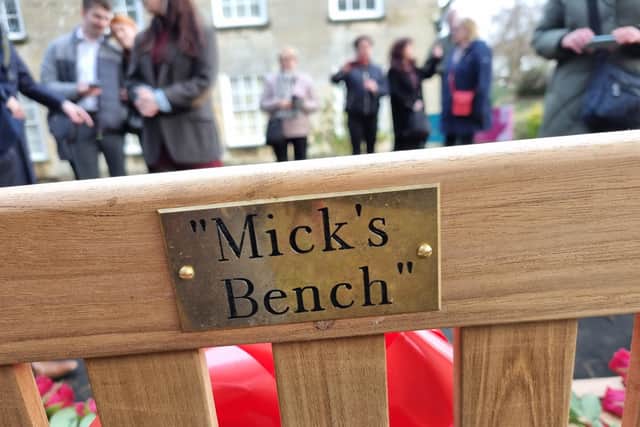 Mick's Bench is in the Manor House Gardens