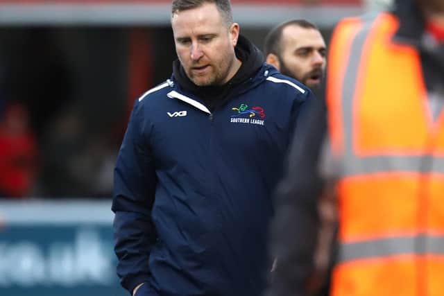 Jim Le Masurier was not a happy man after seeing his Kettering side lose to Long Eaton United (Picture: Peter Short)