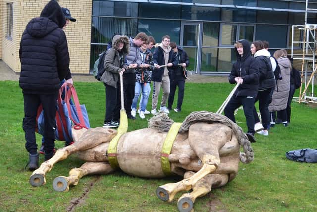 Kettering Tresham students with members of Northamptonshire Fire and Rescue Service