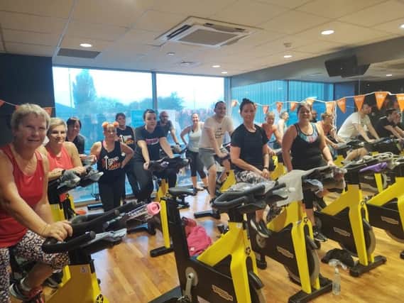 Gym members were keen to get involved with the charity spinathon