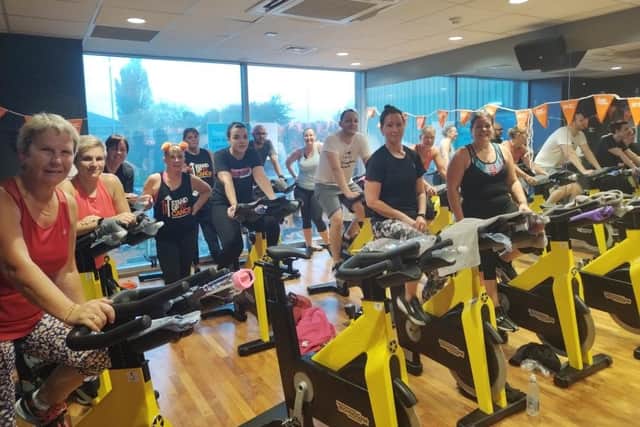 Gym members were keen to get involved with the charity spinathon