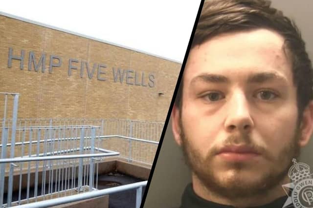 Cameron Falkingham-Smith has been given extra time for attacking a female prison officer at HMP Five Wells. Image: Gwent Police / HMP Five Wells