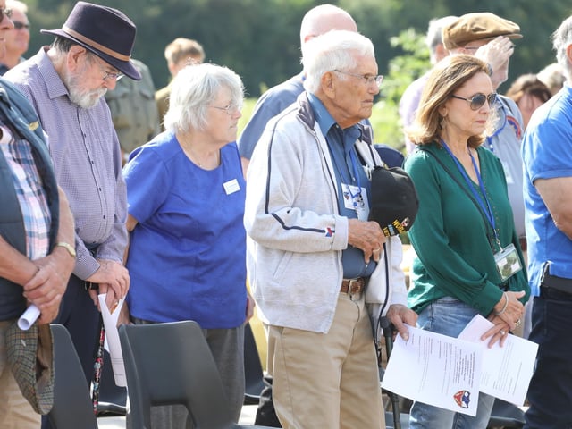 Grafton Underwood US airbase museum volunteers welcome returning veteran and families of base personnel
