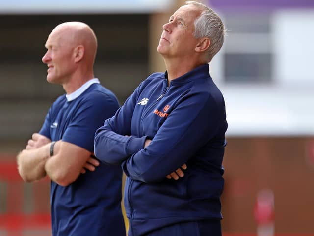 Paul Bastock and Ian Culverhouse pictured during Kettering Town's goalless draw at Kidderminster Harriers