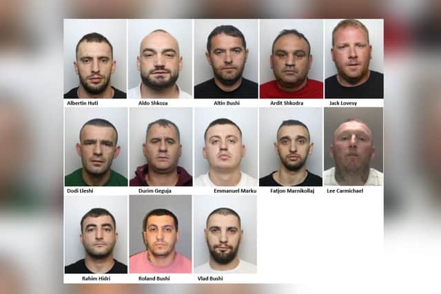 The 13 men jailed at Northampton Crown Court after a wholesale production and supply cannabis ring was busted.