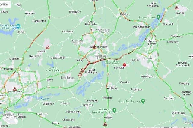 Delays heading west into Northampton on the A45
