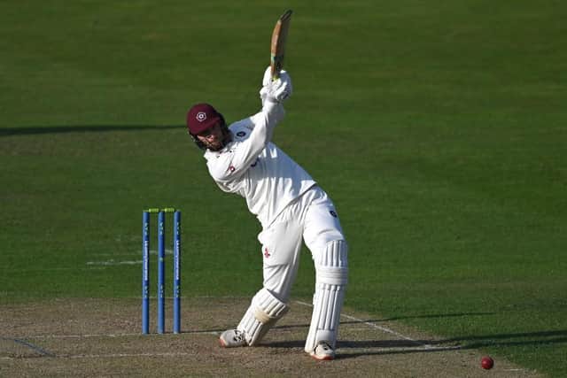 Rob Keogh hammers a boundary on his way to 154 not out for Northants versus Essex at the County Ground on Tuesday (Picture: Shaun Botterill/Getty Images)