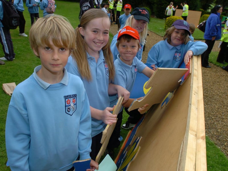 Pupils from Cranford Primary attempt the Bastille Day puzzles