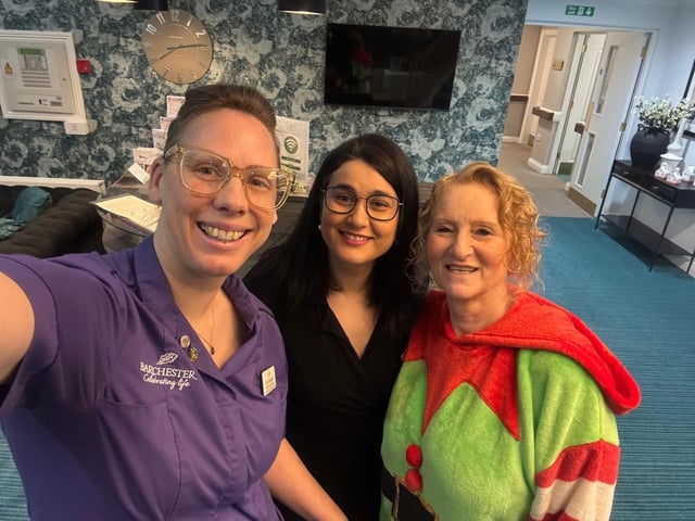 Deputy Manager Cristina with Kim and Elf Elaine
