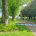 Police have taped off the scene in Becket's Park