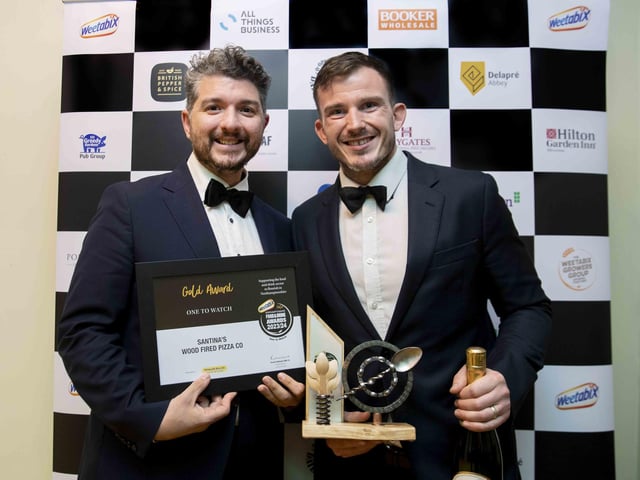 Oliver Nesbitt, joined by Rhys Davies-Barrass, said: “We are flabbergasted, we cannot believe it. I’m on cloud nine. Starting from humble origins on my mum and dad’s driveway in 2020 after losing my job, to now have a restaurant in town called Pala and our mobile set up with Santina’s. We run two or three events every night. It’s all thanks to people like Rhys and the team, and of course my mum Santina who is there to stay. In that room alone, the amount of positivity and the people that are doing good things for the county – employing over 60,000 people is a massive achievement for the county and for the town. We should all be really proud of what we’re doing.”