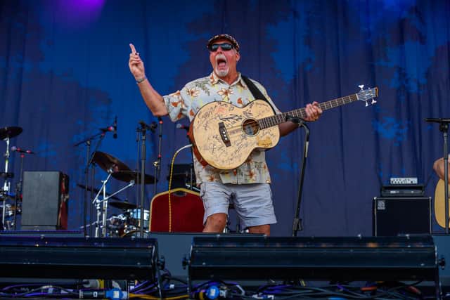 Dave Pegg on stage at Cropredy Convention in 2019. Photo: David Jackson.