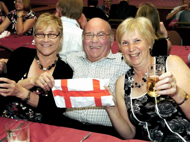 Kettering: St Georges Day celebrations at the Midland Band Club Janice Hamilton, Brian Spencer, and Jenny Feane. April 2011