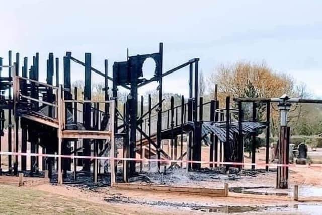 The aftermath of the devastating fire at Stanwick Lakes