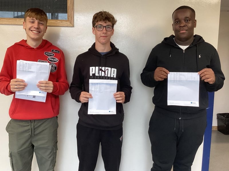 Students collecting their GCSE results at Montsaye