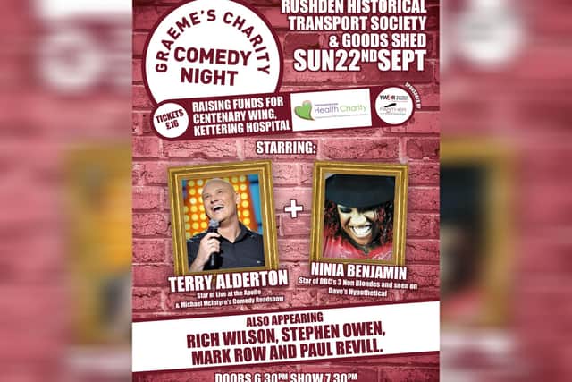 The comedy night will take place on September 22 at the RHTS Goods Shed